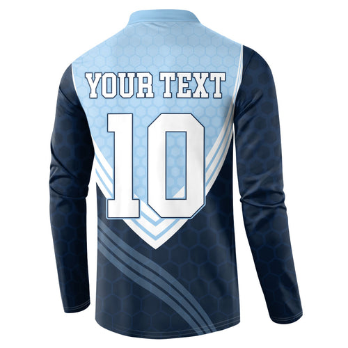 Personalized New South Wales Oztag Button Sweatshirt Hexagon Texture Chevron Pattern Art