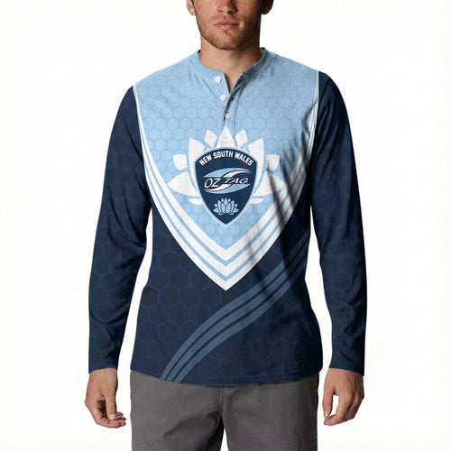 Personalized New South Wales Oztag Button Sweatshirt Hexagon Texture Chevron Pattern Art