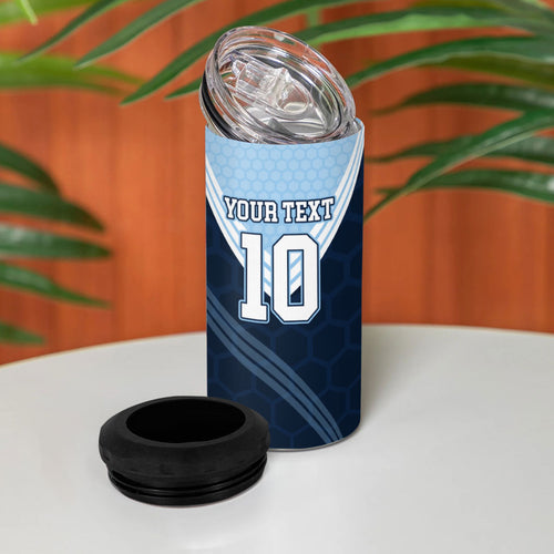 Personalized New South Wales Oztag 4 in 1 Can Cooler Tumbler Hexagon Texture Chevron Pattern Art