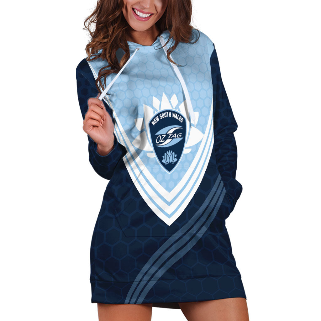 Personalized New South Wales Oztag Hoodie Dress Hexagon Texture Chevron Pattern Art