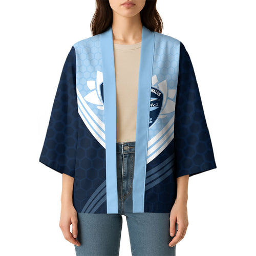 Personalized New South Wales Oztag Kimono Hexagon Texture Chevron Pattern Art