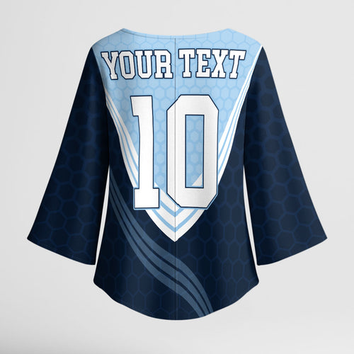 Personalized New South Wales Oztag Kimono Sleeve Blouse Hexagon Texture Chevron Pattern Art
