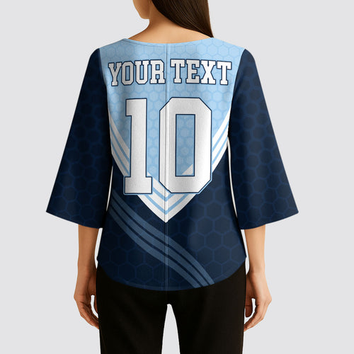 Personalized New South Wales Oztag Kimono Sleeve Blouse Hexagon Texture Chevron Pattern Art