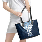 Personalized New South Wales Oztag Leather Tote Bag Hexagon Texture Chevron Pattern Art