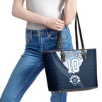 Personalized New South Wales Oztag Leather Tote Bag Hexagon Texture Chevron Pattern Art
