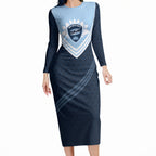 Personalized New South Wales Oztag Long Sleeve Bodycon Dress Hexagon Texture Chevron Pattern Art