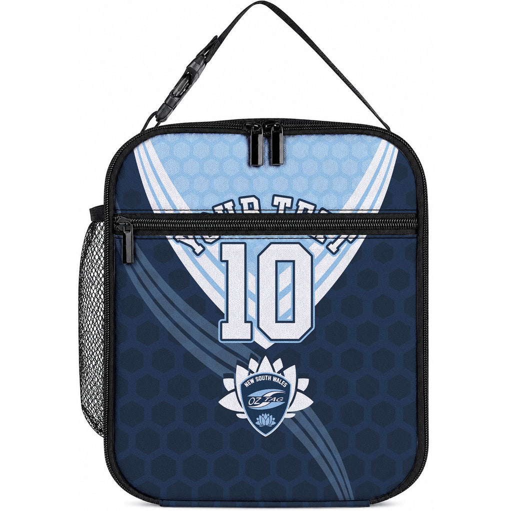 Personalized New South Wales Oztag Lunch Bag Hexagon Texture Chevron Pattern Art