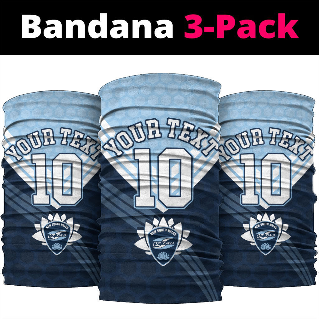 Personalized New South Wales Oztag Neck Gaiter Hexagon Texture Chevron Pattern Art
