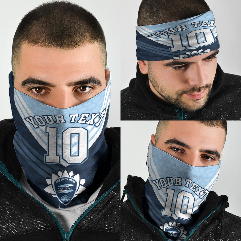 Personalized New South Wales Oztag Neck Gaiter Hexagon Texture Chevron Pattern Art