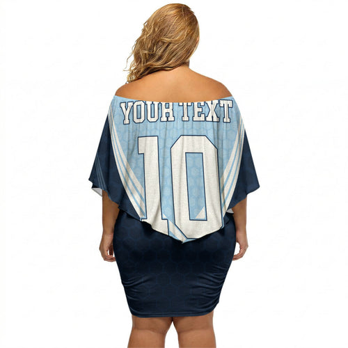 Personalized New South Wales Oztag Off Shoulder Short Dress Hexagon Texture Chevron Pattern Art