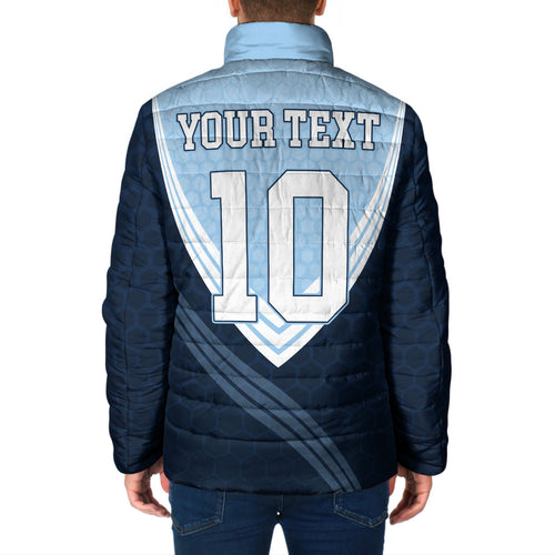 Personalized New South Wales Oztag Padded Jacket Hexagon Texture Chevron Pattern Art