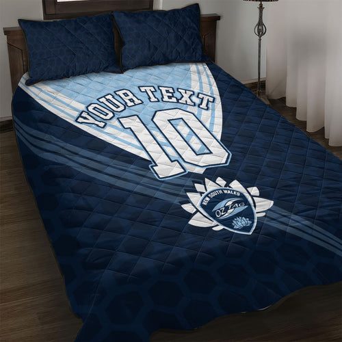 Personalized New South Wales Oztag Quilt Bed Set Hexagon Texture Chevron Pattern Art