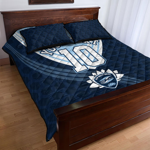 Personalized New South Wales Oztag Quilt Bed Set Hexagon Texture Chevron Pattern Art