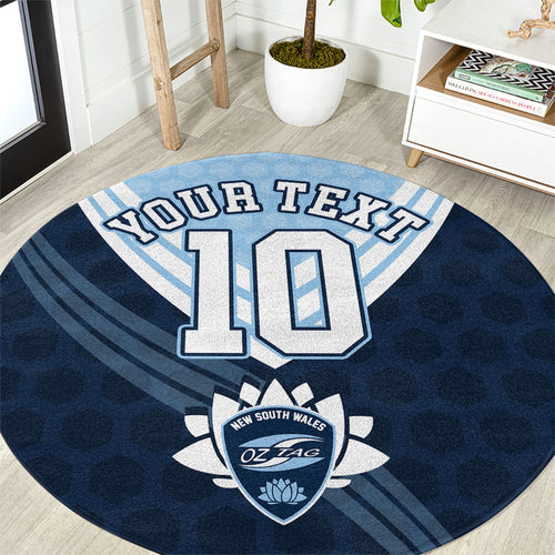 Personalized New South Wales Oztag Round Carpet Hexagon Texture Chevron Pattern Art