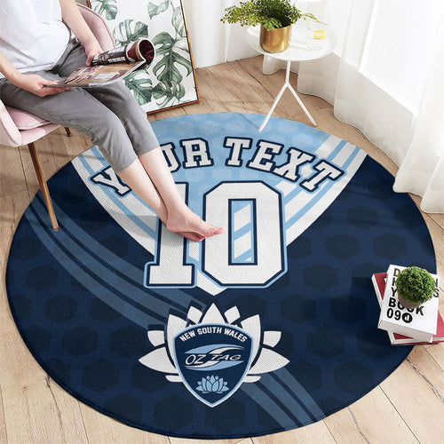 Personalized New South Wales Oztag Round Carpet Hexagon Texture Chevron Pattern Art