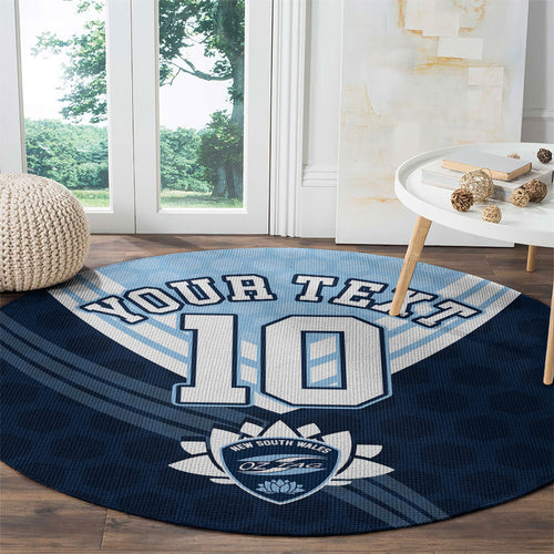 Personalized New South Wales Oztag Round Carpet Hexagon Texture Chevron Pattern Art