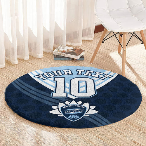 Personalized New South Wales Oztag Round Carpet Hexagon Texture Chevron Pattern Art