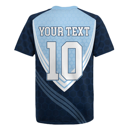 Personalized New South Wales Oztag Rugby Jersey Hexagon Texture Chevron Pattern Art