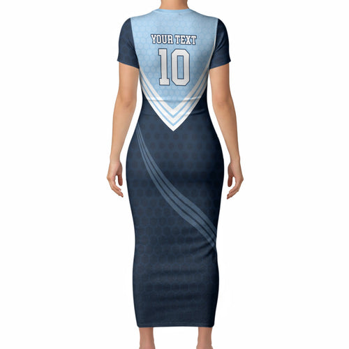 Personalized New South Wales Oztag Short Sleeve Bodycon Dress Hexagon Texture Chevron Pattern Art