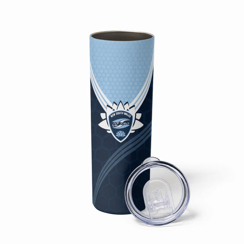 Personalized New South Wales Oztag Skinny Tumbler Hexagon Texture Chevron Pattern Art
