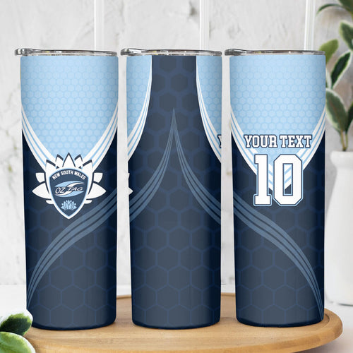 Personalized New South Wales Oztag Skinny Tumbler Hexagon Texture Chevron Pattern Art