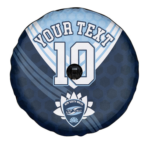 Personalized New South Wales Oztag Spare Tire Cover Hexagon Texture Chevron Pattern Art