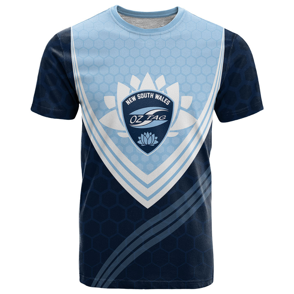 Personalized New South Wales Oztag T Shirt Hexagon Texture Chevron Pattern Art