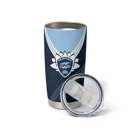 Personalized New South Wales Oztag Tumbler Cup Hexagon Texture Chevron Pattern Art