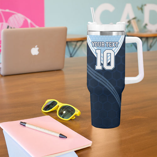 Personalized New South Wales Oztag Tumbler With Handle Hexagon Texture Chevron Pattern Art