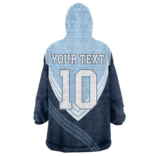 Personalized New South Wales Oztag Wearable Blanket Hoodie Hexagon Texture Chevron Pattern Art