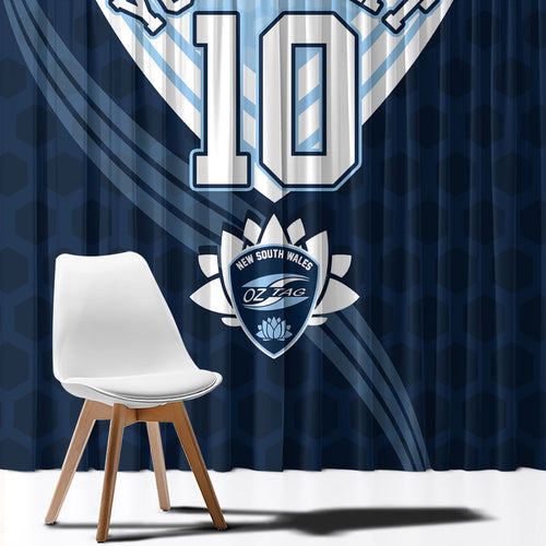 Personalized New South Wales Oztag Window Curtain Hexagon Texture Chevron Pattern Art