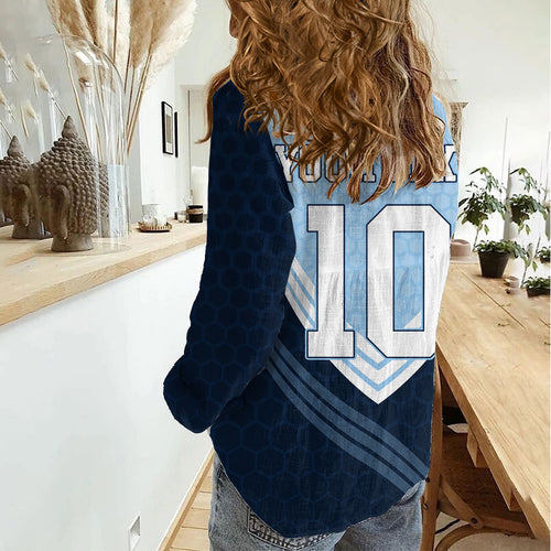 Personalized New South Wales Oztag Women Casual Shirt Hexagon Texture Chevron Pattern Art