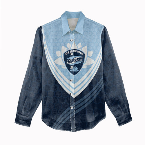 Personalized New South Wales Oztag Women Casual Shirt Hexagon Texture Chevron Pattern Art