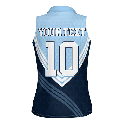 Personalized New South Wales Oztag Women Sleeveless Polo Shirt Hexagon Texture Chevron Pattern Art