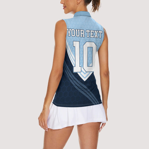 Personalized New South Wales Oztag Women Sleeveless Polo Shirt Hexagon Texture Chevron Pattern Art