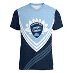 Personalized New South Wales Oztag Women V-Neck T-Shirt Hexagon Texture Chevron Pattern Art