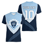 Personalized New South Wales Oztag Women V-Neck T-Shirt Hexagon Texture Chevron Pattern Art