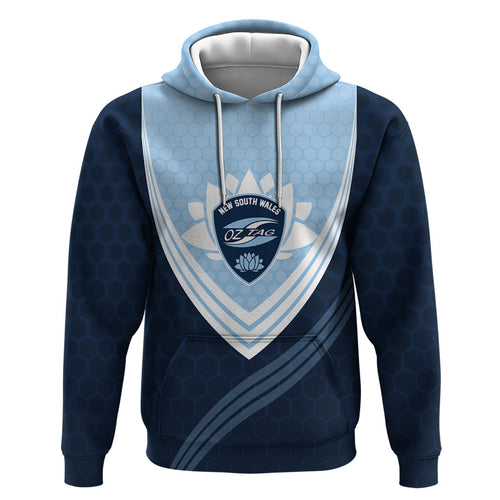 Personalized New South Wales Oztag Zip Hoodie Hexagon Texture Chevron Pattern Art