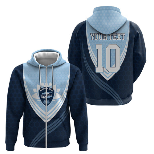 Personalized New South Wales Oztag Zip Hoodie Hexagon Texture Chevron Pattern Art