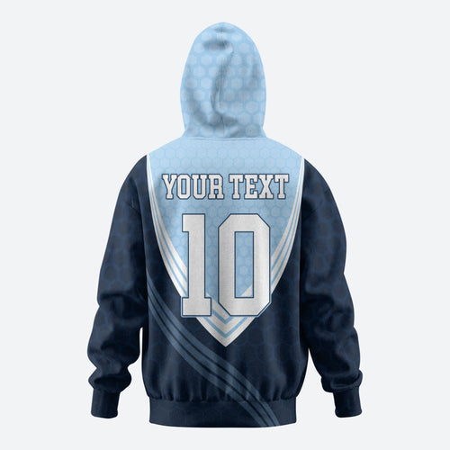 Personalized New South Wales Oztag Zip Hoodie Hexagon Texture Chevron Pattern Art