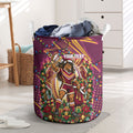 Personalized Brisbane Broncos Rugby Christmas Laundry Basket Holiday Mascot Graphic Art Festive Lights Bow