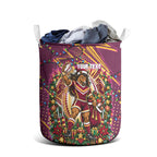 Personalized Brisbane Broncos Rugby Christmas Laundry Basket Holiday Mascot Graphic Art Festive Lights Bow