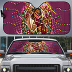 Personalized Brisbane Broncos Rugby Christmas Auto Sun Shade Holiday Mascot Graphic Art Festive Lights Bow