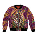 Personalized Brisbane Broncos Rugby Christmas Bomber Jacket Holiday Mascot Graphic Art Festive Lights Bow
