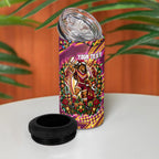 Personalized Brisbane Broncos Rugby Christmas 4 in 1 Can Cooler Tumbler Holiday Mascot Graphic Art Festive Lights Bow