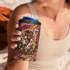 Personalized Brisbane Broncos Rugby Christmas 4 in 1 Can Cooler Tumbler Holiday Mascot Graphic Art Festive Lights Bow