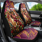 Personalized Brisbane Broncos Rugby Christmas Car Seat Cover Holiday Mascot Graphic Art Festive Lights Bow