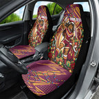 Personalized Brisbane Broncos Rugby Christmas Car Seat Cover Holiday Mascot Graphic Art Festive Lights Bow