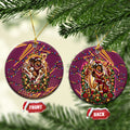 Brisbane Broncos Rugby Christmas Ceramic Ornament Holiday Mascot Graphic Art Festive Lights Bow