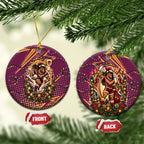 Brisbane Broncos Rugby Christmas Ceramic Ornament Holiday Mascot Graphic Art Festive Lights Bow